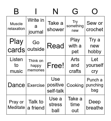 Self-Care Bingo Card