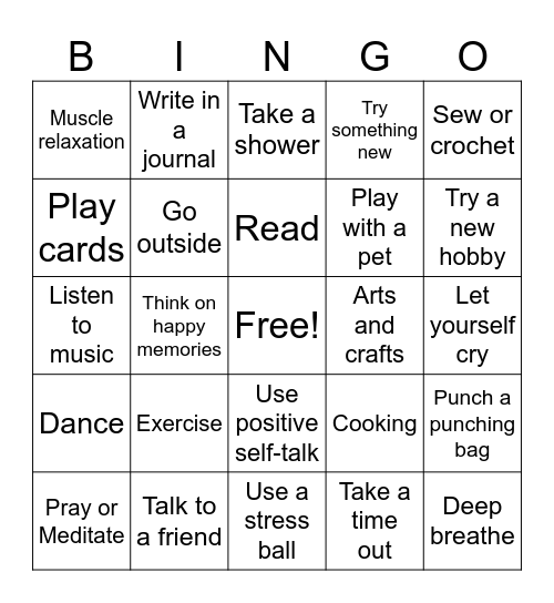 Self-Care Bingo Card