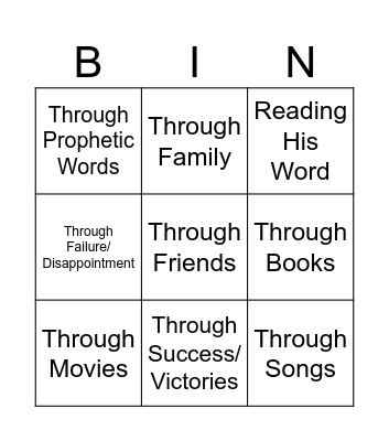 Hearing the Voice of God Bingo Card