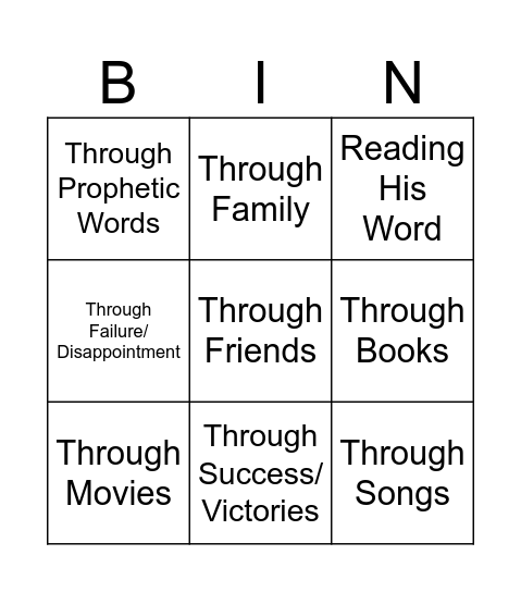 Hearing the Voice of God Bingo Card