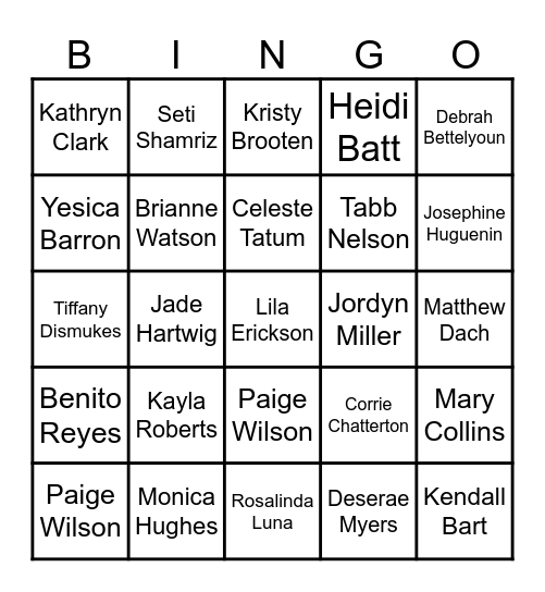 Parkside!! Bingo Card