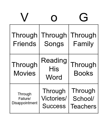 Hearing the Voice of God Bingo Card