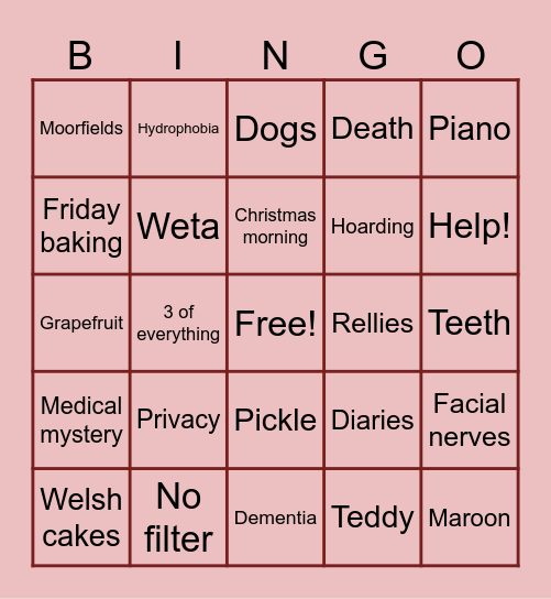 Celebrating Tess Bingo Card