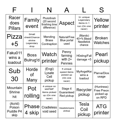Hosting Cup - Finals Bingo Card