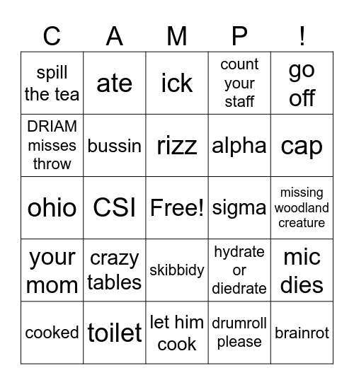 Staff Meeting 7/19 Bingo Card