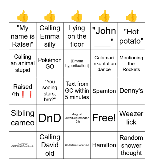 Stupiii Bingo Card