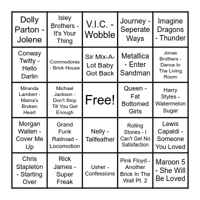 Music Bingo A.K.A. "Mingo"! Bingo Card