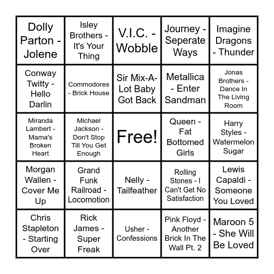 Music Bingo A.K.A. "Mingo"! Bingo Card
