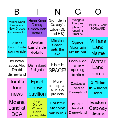 D23  Bingo 2026 Bingo Card