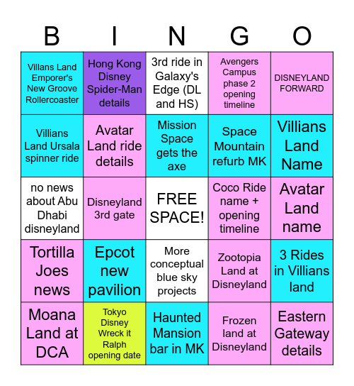 D23  Bingo 2026 Bingo Card