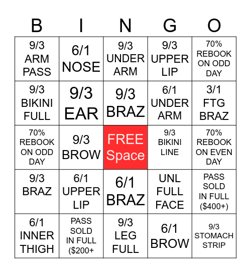 Upland Bingo - GSA Bingo Card