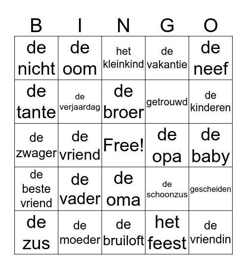 Bingo Avo Velp Bingo Card