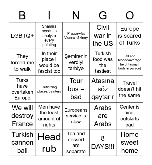 Father’s Topics Bingo Card