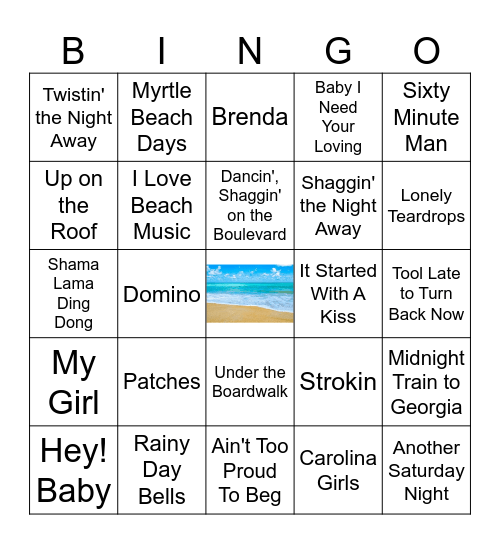 Let's Go To The Beach Bingo Card