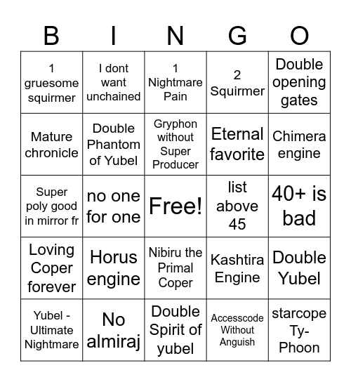 YUBEL v2 Bingo Card