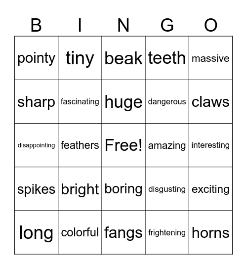 Unit 4 Bingo Card