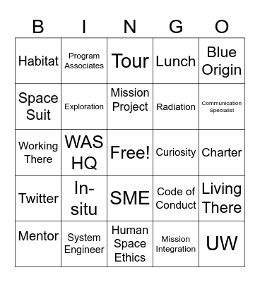 WAS Orientation Bingo Card