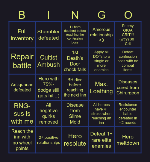 DD2 Bingo Card