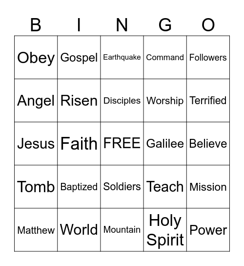 Great Commission Bingo Card