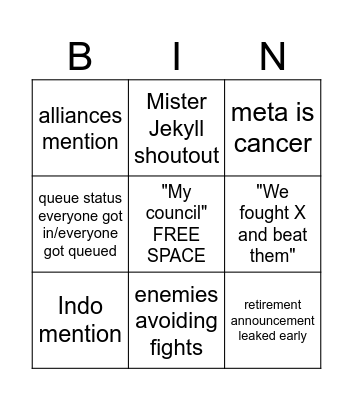 THE LAST RIDE Bingo Card