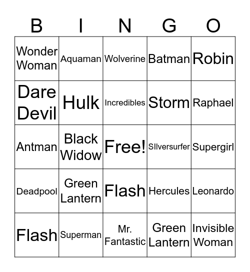 Superhero bingo 3 Bingo Card