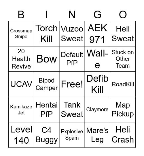 Bingofield Bingo Card
