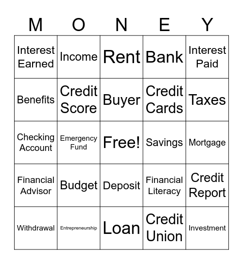 Financial Literacy Bingo! Bingo Card