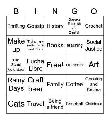 Penpal Bingo Card