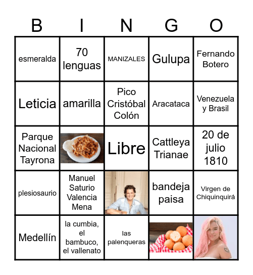 BINGO COLOMBIANO Bingo Card