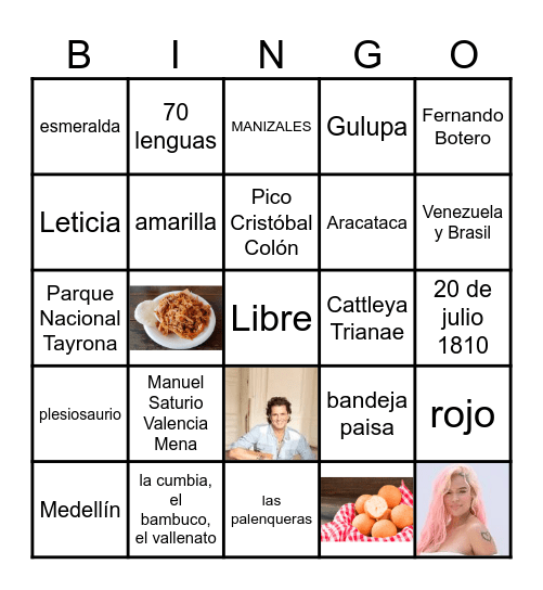 BINGO COLOMBIANO Bingo Card