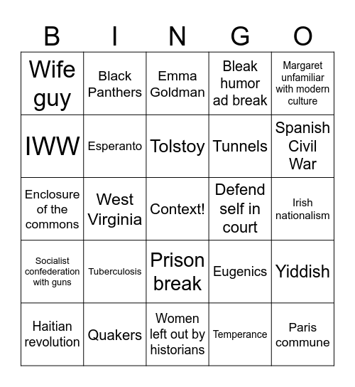 CPWDCS Bingo Card