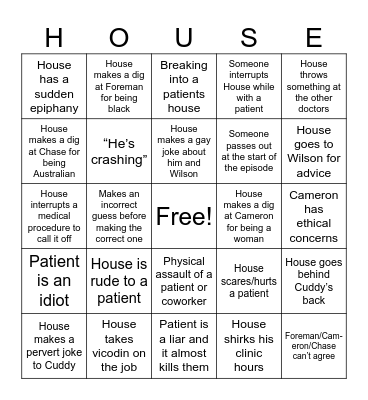 House Bingo Card