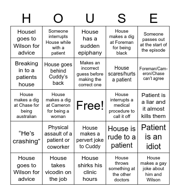 House Bingo Card