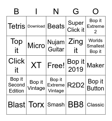 Bop it versions Bingo Card