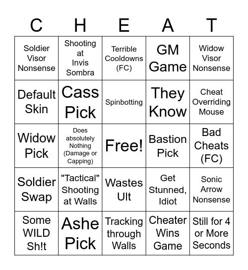 Flats Cheater Bingo Card