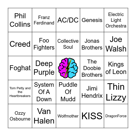 Rock Through The Decades #2 Bingo Card