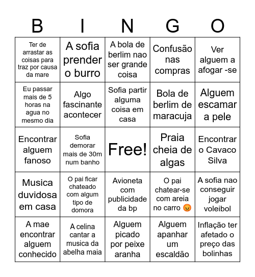 Bingo algarve Bingo Card