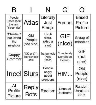 "Respectful Memes" Reply Section Bingo Card