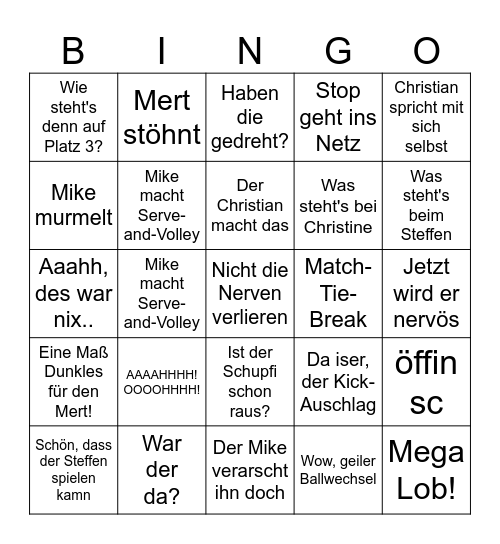 CM Finals Bingo Card