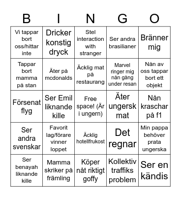 Ungern bingo Card