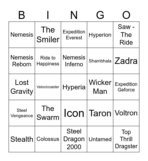 Merch Bingo Card