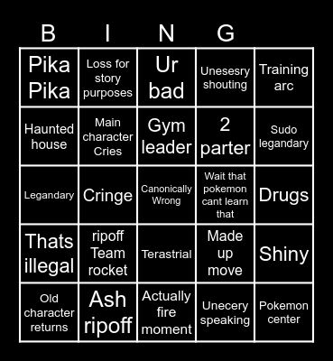 Pokemon horizons Bingo Card