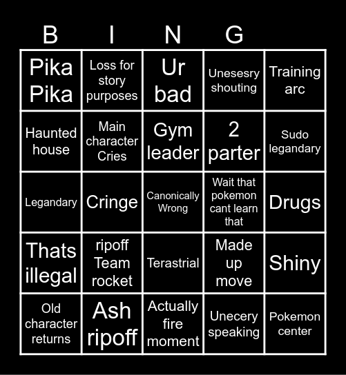 Pokemon horizons Bingo Card