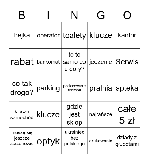 GSM bingo Card