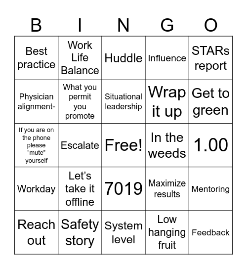 Admin Bingo Card