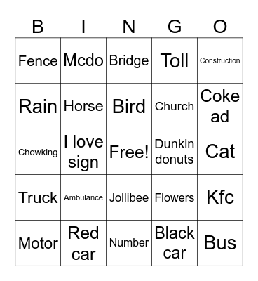 Roach Bingo Card