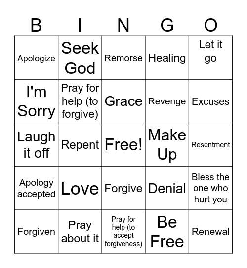 GRAVITY -  MONDAY NIGHT BIBLE STUDY Bingo Card