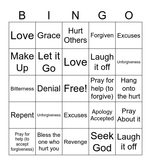 Monday Night Bible Study - Gravity Bingo Card