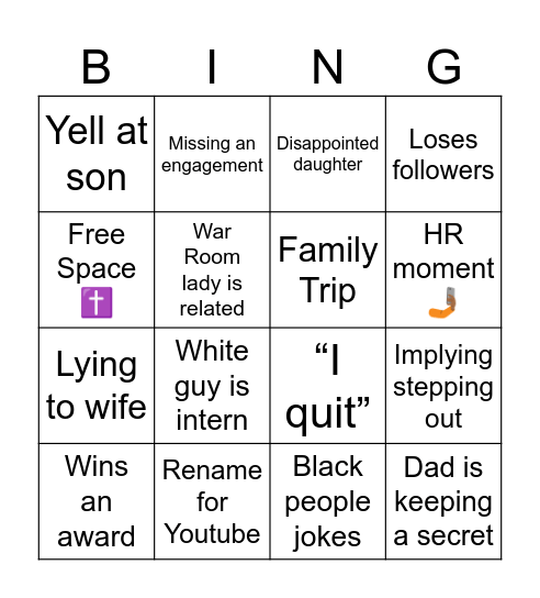 Self-Dad Guesses Bingo Card