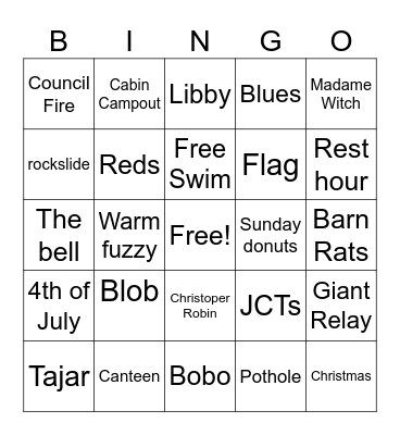 CAMP GLEN ARDEN Bingo Card